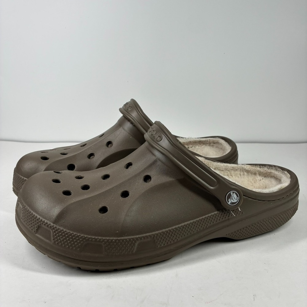 Crocs Classic Lined Clog Men's US 13 Espresso Brown Winter Faux Fur Slippers